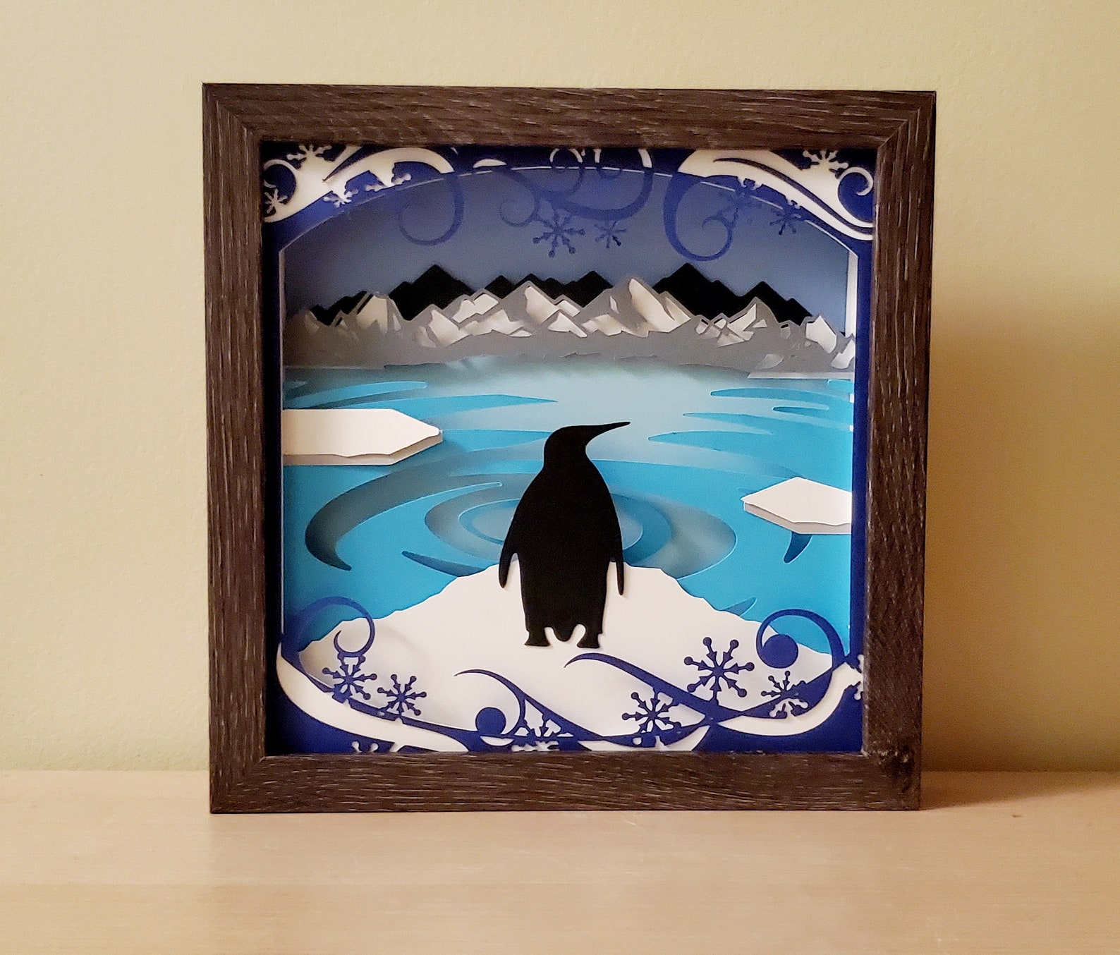 3D Penguin Layered Paper Cut Shadow Box Papercut Art in Dark | Etsy