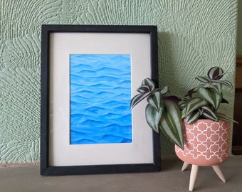 Blue Sea Waves - Original Acrylic Painting 5x7"