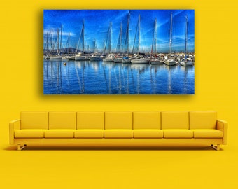 Boats in Harbour, Summer Boats  "Sea of Calm " Printable Digital File, Photo Boat Wall Art.