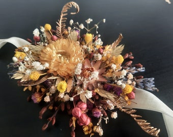 Dried Flower Corsage on ribbon