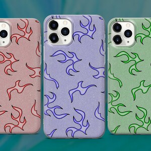 Fire Flame Phone Case Indie Y2K 90s Cover for iPhone 15 14 13 12 Pro 11 XR SE, Samsung S23 S22 A73 A53 A13 A14 S21 Fe S20, Pixel 8 7 6A