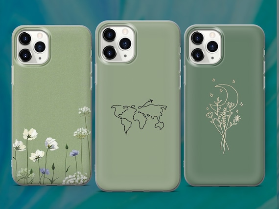 Sage Green Swirl Phone Case Indie Y2K Cover for iPhone 15 14 13 12