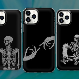 Aesthetic Skeleton Phone Case Skull Cover for iPhone 15 14 13 12 Pro 11 XR SE, Samsung S23 S22 A73 A53 A13 A14 S21 Fe S20, Pixel 8 7 6A