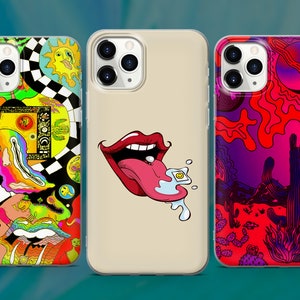 Trippy Psychedelic Phone Case Hippie Cover for iPhone 15 14 13 12 Pro 11 XR SE, Samsung S23 S22 A73 A53 A13 A14 S21 Fe S20, Pixel 8 7 6A