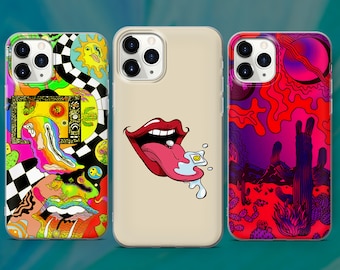 Trippy Psychedelic Phone Case Hippie Cover for iPhone 15 14 13 12 Pro 11 XR SE, Samsung S23 S22 A73 A53 A13 A14 S21 Fe S20, Pixel 8 7 6A