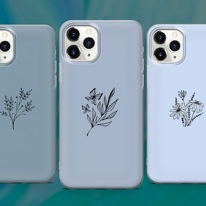 Custodia per telefono estetica blu menta, carina e minimalista, per iPhone 15 14 13 12 Pro 11 XR SE, Samsung S23 S22 A73 A53 S21 Fe S20, Pixel 8 7 6A