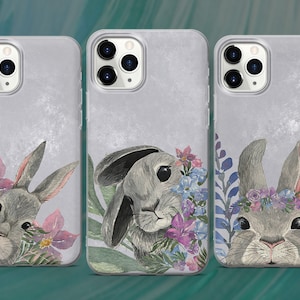Easter Bunny Phone Case Spring Rabbit Cover for iPhone 15 14 13 12 Pro 11 XR SE, Samsung S23 S22 A73 A53 A13 A14 S21 Fe S20, Pixel 8 7 6A