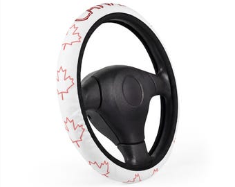 Canada Maple Leaf Steering Wheel Cover - White