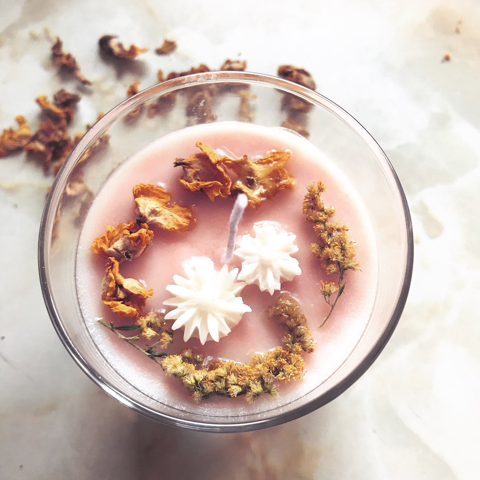 Dried handpicked flowers candle soy wax flower candle Etsy