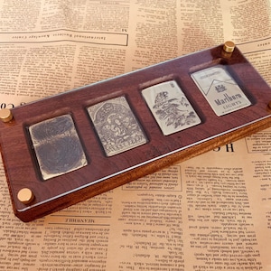 Vitrine pour 4 briquets Zippo,boîte à briquets,boîte Zippo,boîte organiseur à collectionner,support zippo,support zippo,vitrine à compartiment