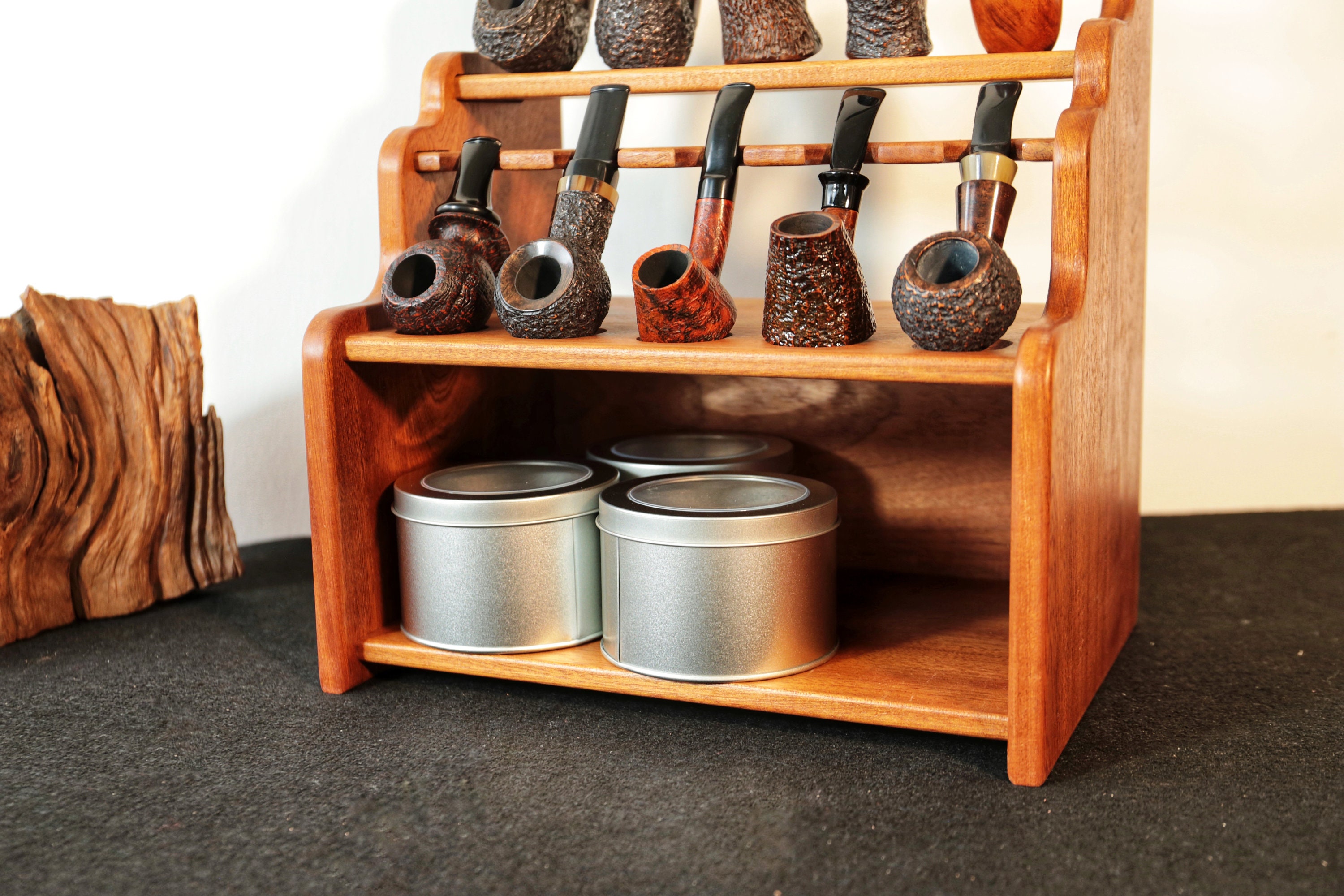 Solid Wood Pipe Stand,tobacco Storage Box,stand for 10 Pipes,tobacco ...