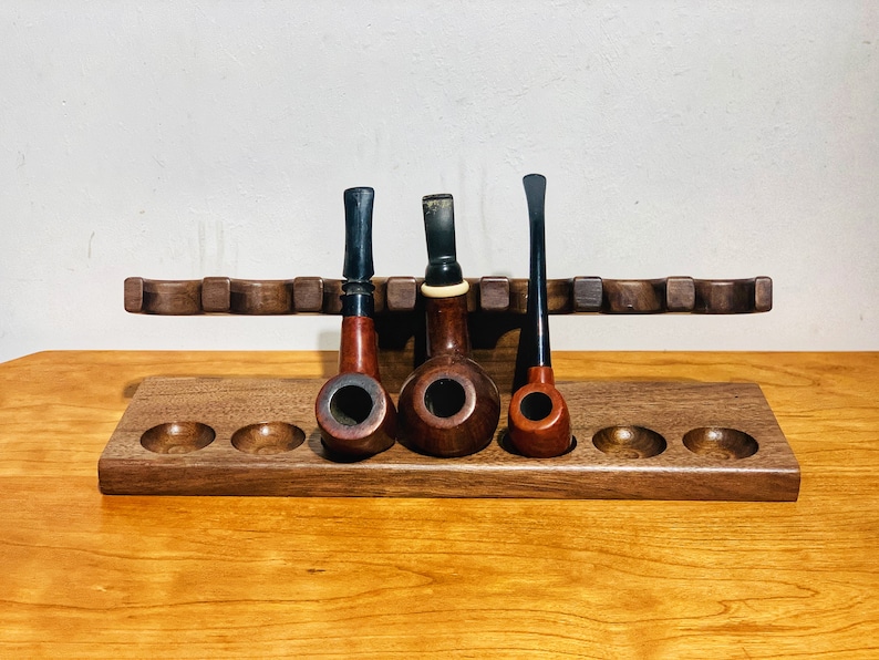 Tobacco Pipes Rack,stand for 7 Tobacco PIPES, Black Walnut Wood ,pipe