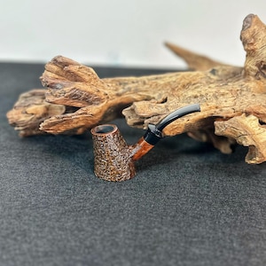 Freehands Briar tobacco pipe,3mm filter,Brown sandblasted,Vulcanizationpipe handle,volcano shaped pipe,Gift for smoker