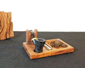 Solid wood pipe stand,stand for single pipe,Tobacco Pipes Rack,Gift for smokers,father's day gift