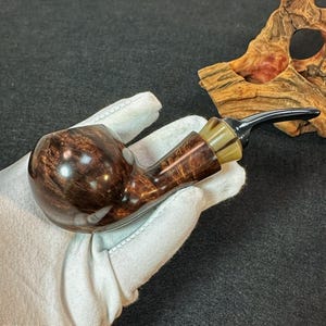 Brown smooth surface Bent Egg Tobacco Pipe,9 mm Filter,Perfect Beginner Pipe Kit for Smoking,Gift for smoker