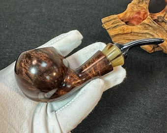 Brown smooth surface Bent Egg Tobacco Pipe,9 mm Filter,Perfect Beginner Pipe Kit for Smoking,Gift for smoker