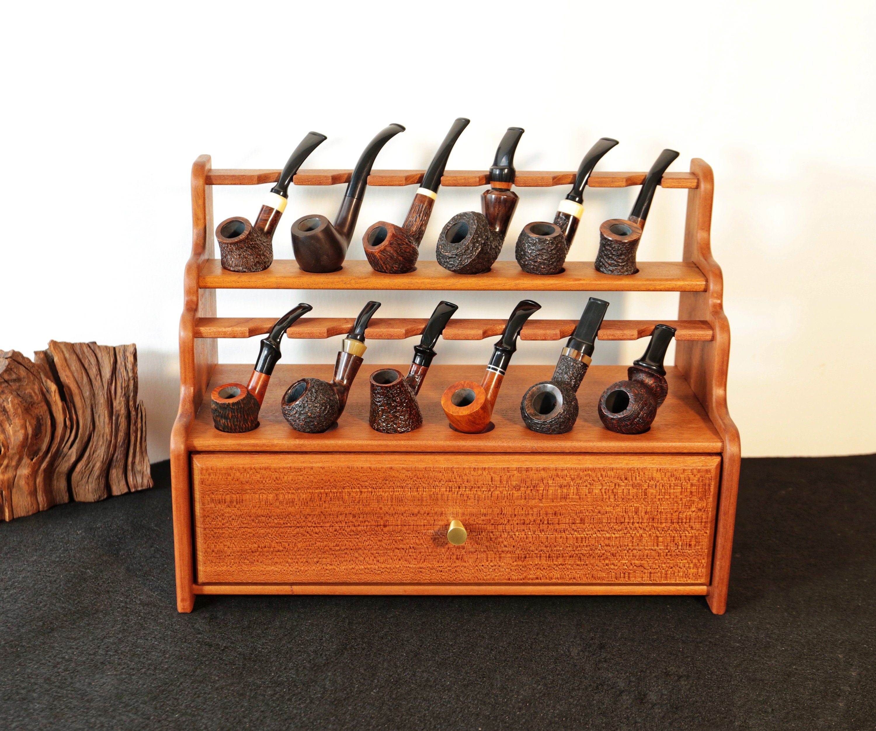 Solid Wood Pipe Stand,tobacco Storage Box,stand for 12 Pipes