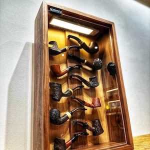 Tobacco pipes storage box,Display for 10 pipes,With Auto Sensor Light,smoking pipes rack,Gift for smokers