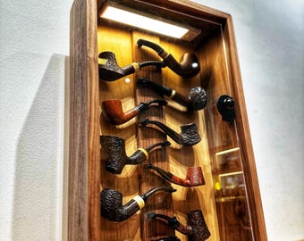 Tobacco pipes storage box,Display for 10 pipes,With Auto Sensor Light,smoking pipes rack,Gift for smokers