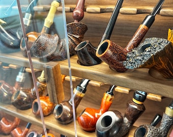 Stand for 24 Tobacco Pipe,Tobacco Pipe Cabinet,Equipped with rechargeable  sensor lighting,Tobacco pipe stand,Gift for husband