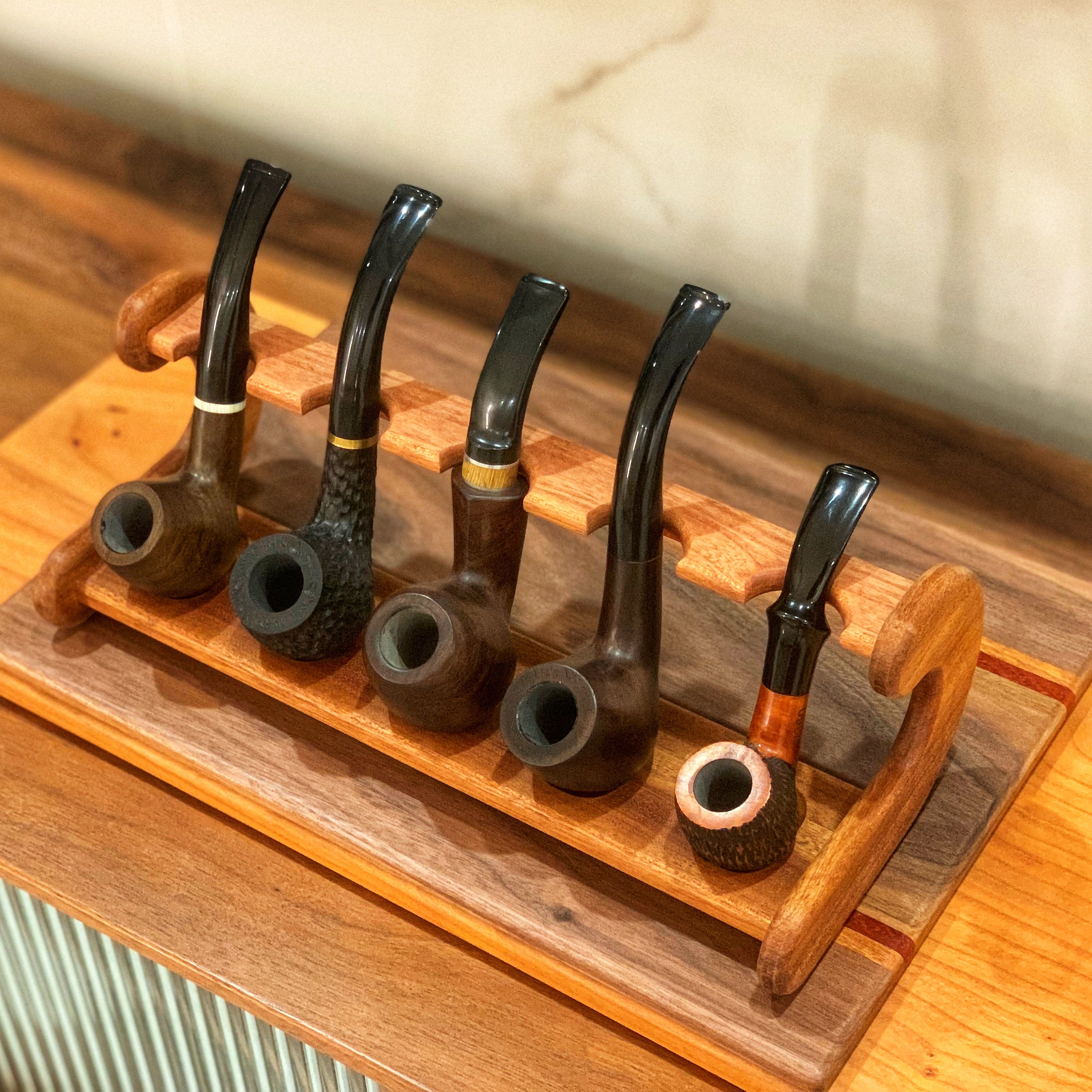 Tobacco Pipes Rack,stand for 5/8 PIPES, Handcrafted From Walnut ,pipe ...