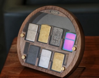 Case for 7 Zippo Lighters,Collectible Organizer Box,walnut hollow zippo rack,Compartment Display Case,Display ,Lighters Box,Zippo box