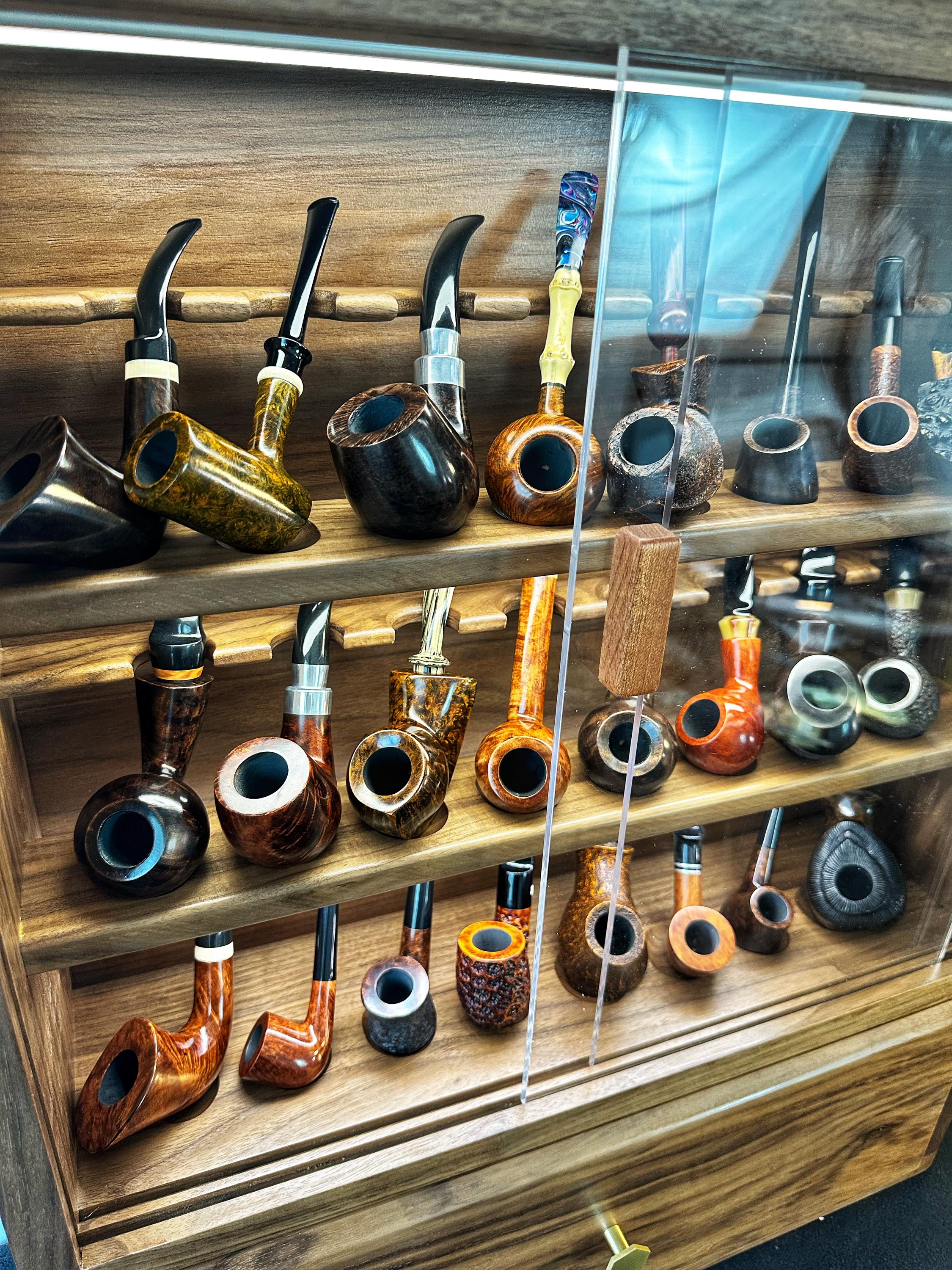 Tobacco Pipe Cabinet,stand for 24 Tobacco Pipe,equipped With Rechargeable  Sensor Lighting,tobacco Pipe Stand,gift for Husband