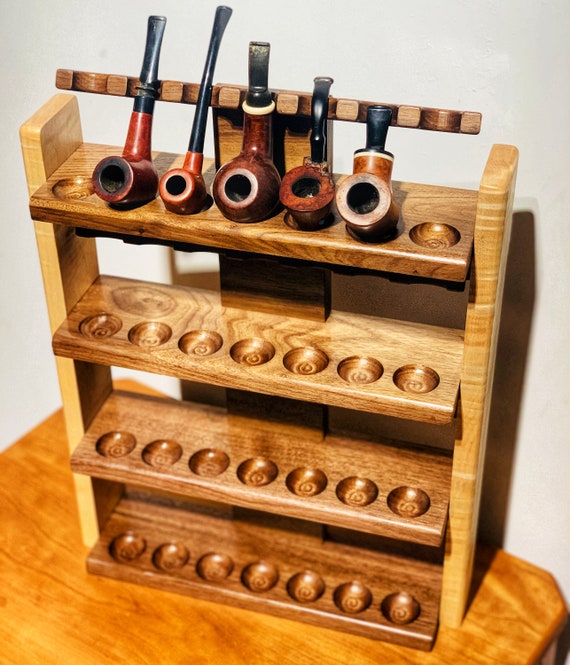 Pipes Rackstand for 28 PIPES Black Walnut Wood pipe Rack Etsy