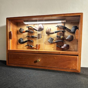 Tobacco pipes storage box,Display for 10 pipes,With Auto Sensor Light,Tobacco storage box,Gift for smokers