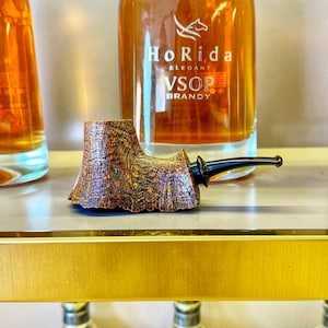 Volcanic Brown sandblasted tobacco Briar Pipe ,Natural timber skin,Cumberland Cigarette Mouthpiece,3 mm filter,Gift for smoker,Just one.