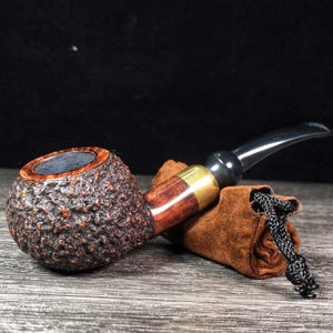 Sandblasted Apple tobacco pipe,3 mm filter,Briar pipe,Vulcanizationpipe handle,Beginner Pipe Kit for Smoking,Gift for smoker