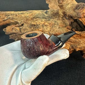 Freehands Briar wood tobacco pipe,3mm filter,Brown sandblasted,Vulcanization pipe handle,Beginner Pipe Kit for Smoking,Gift for smoker