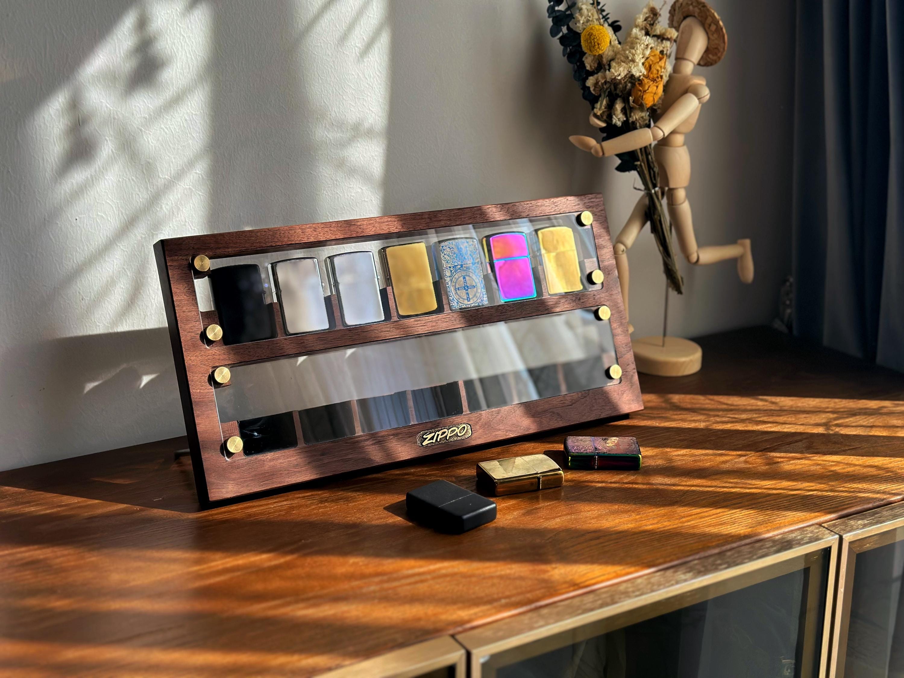 Display Case for 14 Zippo Lighters,double-sided Transparent