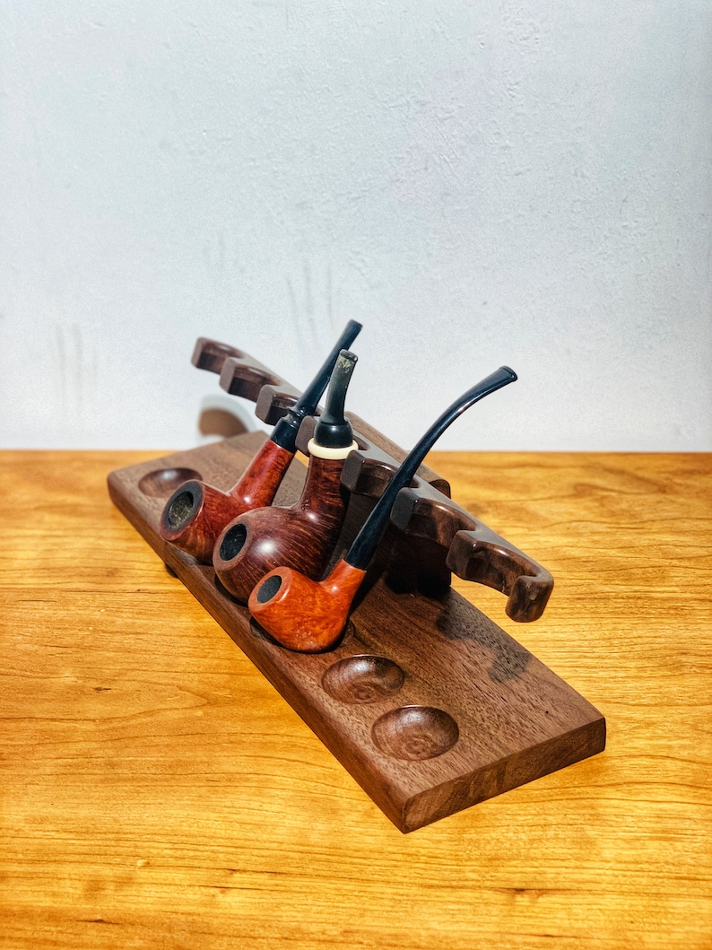 Tobacco Pipes Rack,stand for 7 Tobacco PIPES, Black Walnut Wood ,pipe