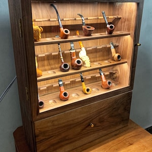 Tobacco pipe stand,Equipped with induction lighting，Tobacco Pipe Cabinet,Tobacco Pipe Collection Rack,smoking pipe rack,stand 24 pipe