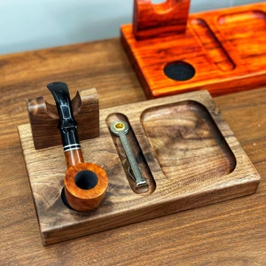Soporte para pipas, soporte para pipas individuales, madera de nogal negro, soporte para pipas, soporte para pipas de fumar, regalo para fumadores, almacenamiento de pipas de fumar, personalizado