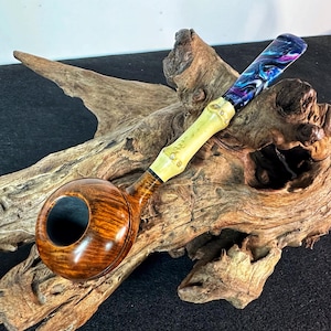 Bulldog tobacco Briar Pipe,3 mm filter,Bamboo decoration,Color Vulcanizationpipe handle,Beginner Pipe Kit for Smoking,Gift for smoker