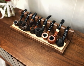 Smokers Pipes Rack,Stand For 8or6 PIPES,Tobacco Pipes Rack,Gift for smokers,smoking pipe storage，Customized engraving of exclusive text