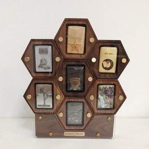 Gratis combinatie Collectible Organizer Box, zippo rack, compartiment vitrine, vitrine voor 7 Zippo aanstekers, aanstekers box, Zippo box