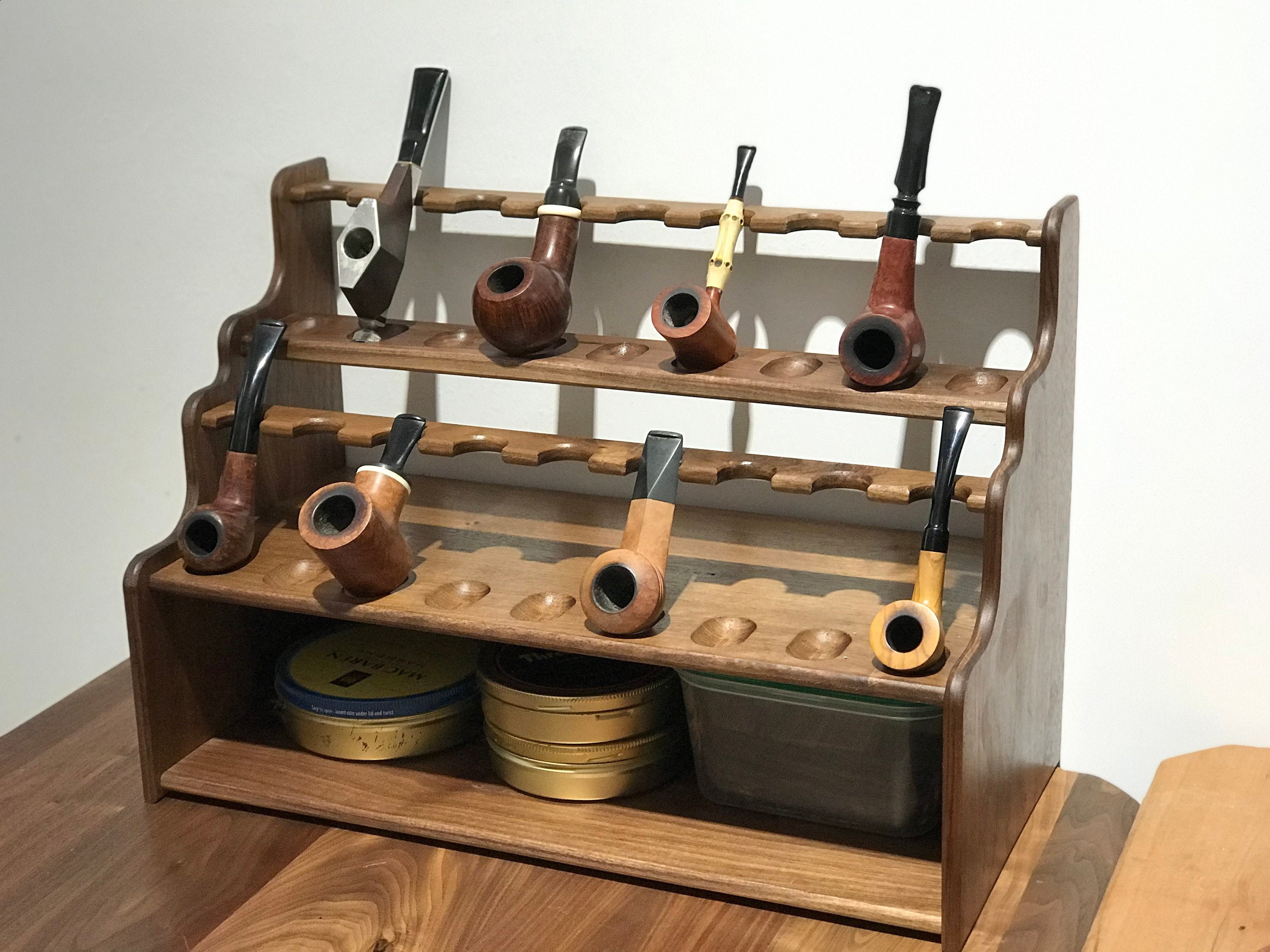 Tobacco Pipes RackStand For 16 PIPES Black Walnut Wood Pipe Etsy