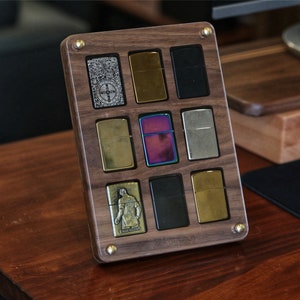 Boîte organisatrice de collection, personnalisée, support pour fermeture éclair, vitrine à compartiment, présentoir, étui pour 9 briquets Zippo, boîte à briquets, boîte zippo