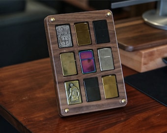 Collectible Organizer Box,personalized,zippo holder,Compartment Display Case,Display ,Case for 9 Zippo Lighters,Lighters Box,Zippo box