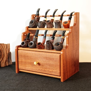 Solid wood pipe stand,Tobacco storage box,stand for 10 pipes,Tobacco Pipes Rack,Gift for smokers,father&#39;s day gift