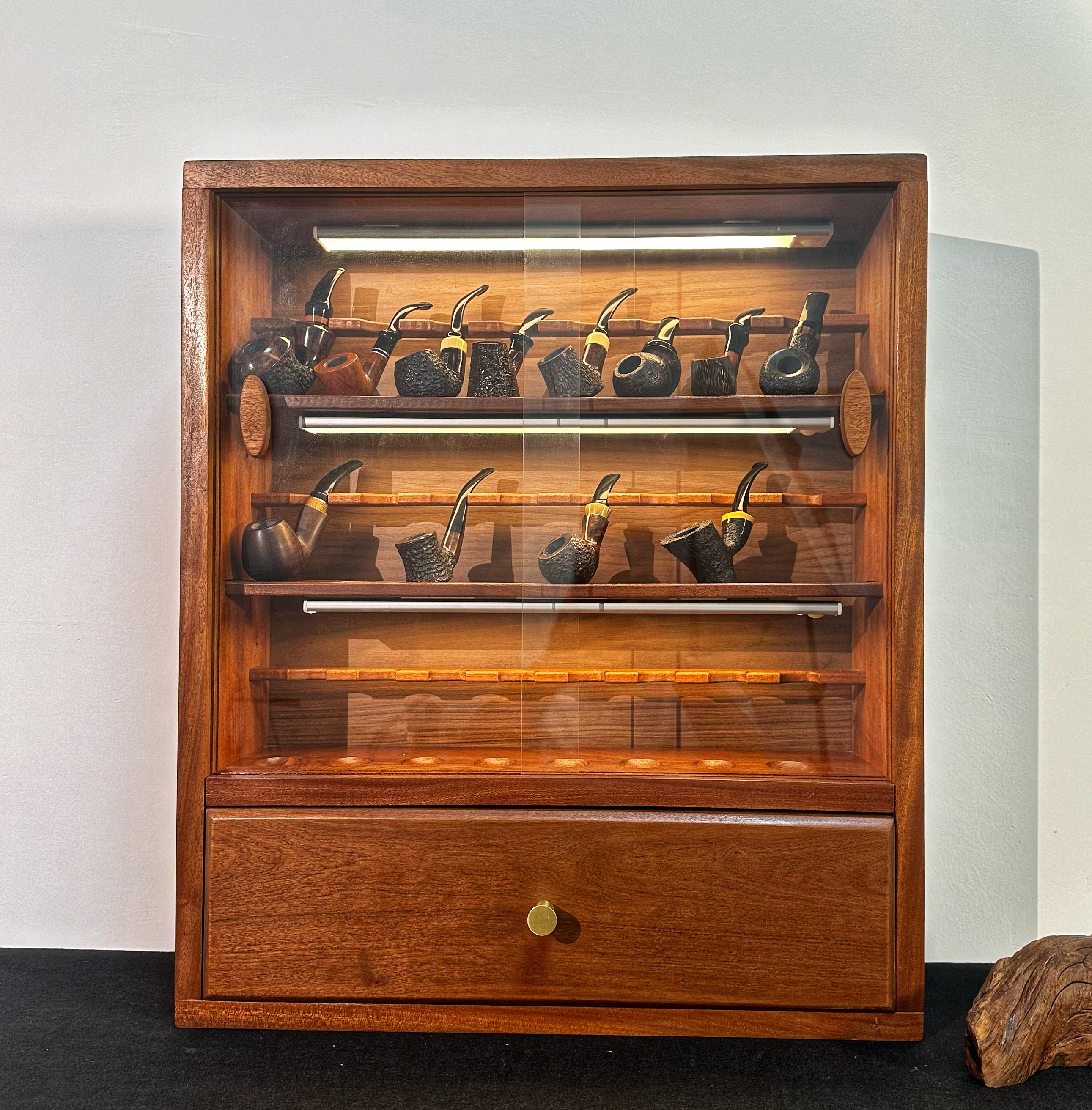 pipe tobacco cabinet Tobacco Pipe Cabinet,equipped With Induction Lighting,stand for 24 Pipe, tobacco Storage Box,smoking Pipe Rack,tobacco Pipe Stand