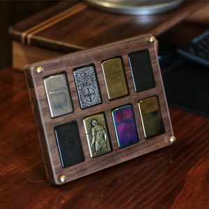 Etui voor 8 zippo-aanstekers, opbergdoos voor verzamelobjecten, gepersonaliseerd, ritssluitingshouder, compartimentvitrine, display, aanstekersdoos, ritssluitingsdoos
