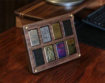 Custodia per 8 accendini Zippo, scatola organizer da collezione, personalizzata, porta Zippo, espositore a scomparti, espositore, scatola per accendini, scatola Zippo