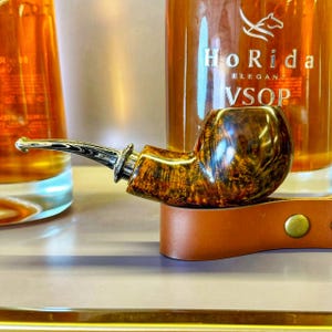 Smooth Blowfish tobacco Briar Pipe ,Large Classic Curved Pipe,Brown Smooth pipe,3 mm filter,Gift for smoker,Just one.