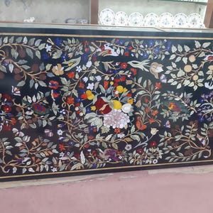 Black Marble Inlay Dining Table