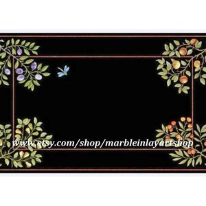 Black Marble Inlay Kitchen Table, Handmade Pietra Dura Art Furniture 36 x 24 Inch