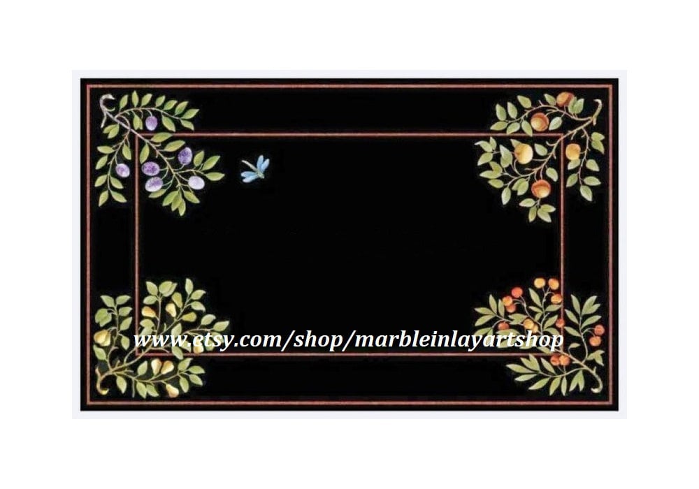 Schwarzer Marmor Inlay Küchentisch handgemachte Pietra Dura | Etsy